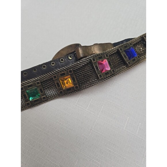Vintage Women\'s Sand Castle USA Silver Metal Mesh Rhinestone Belt RARE **READ** main image 12